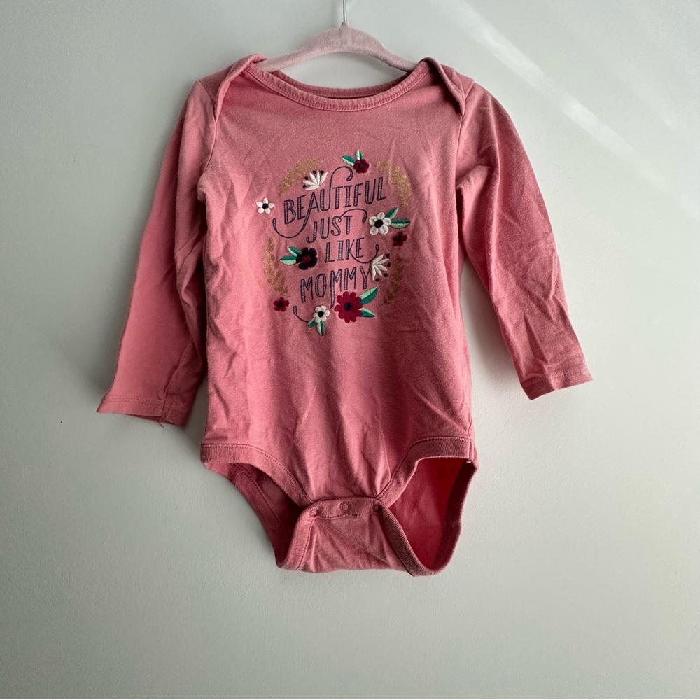 Vintage GAP Pink Floral Long Sleeve Bodysuit 12-18M